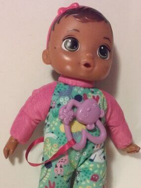Baby Alive Doll African American Soft With Toy 11 1/2" Tall No Tag But Writing O